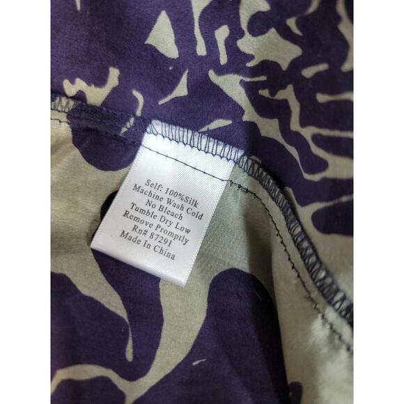 Johnny Was Square Neck Embroidered Floral Print Silk Dress Purple Sz M ?#C6 - Picture 9 of 9